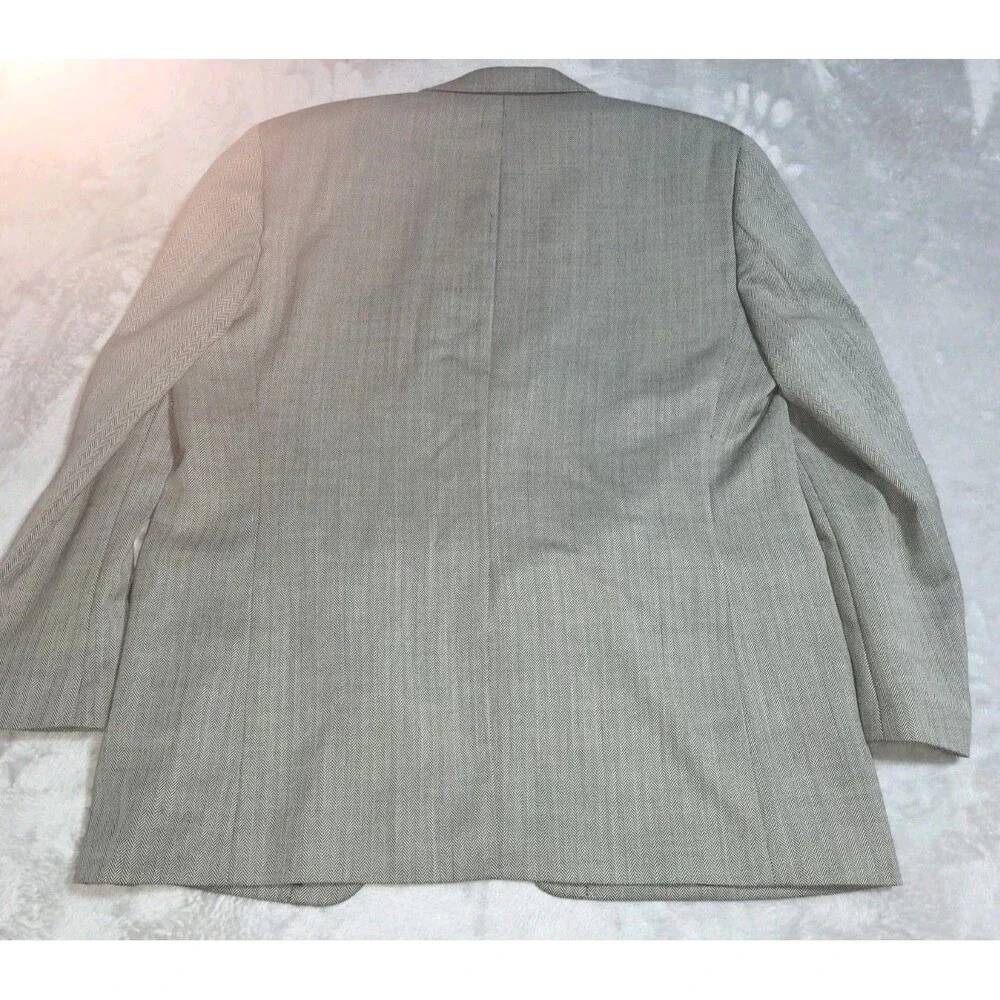 Lauren Ralph Lauren 100% Wool Brown Herringbone Sport Coat Blazer Size 44R